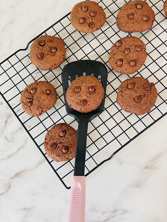 Double chocolate tahini cookies, vegan & gluten free