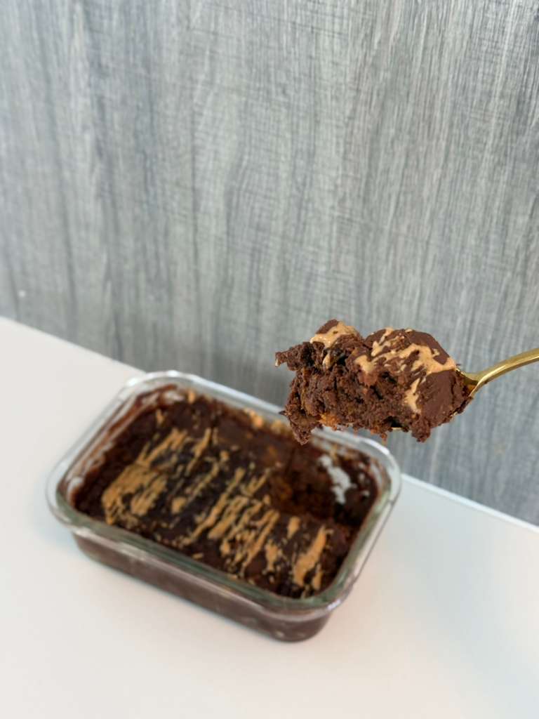 Sweet potato batata brownies with peanut butter drizzle