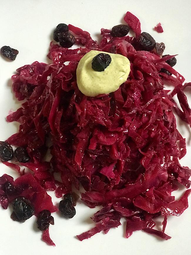 Red cabbage cranberries salad