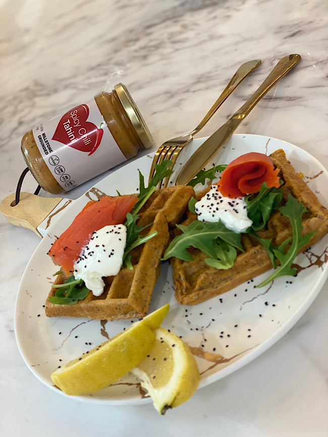 Spicy tahini waffles