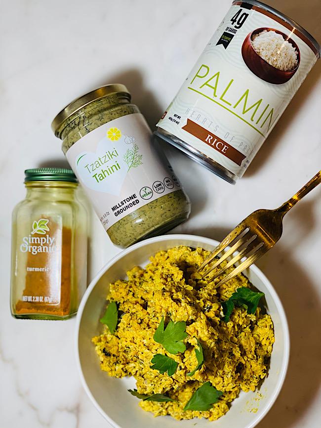 5 minutes Tahini palmini risotto : Low carb, gf & vegan