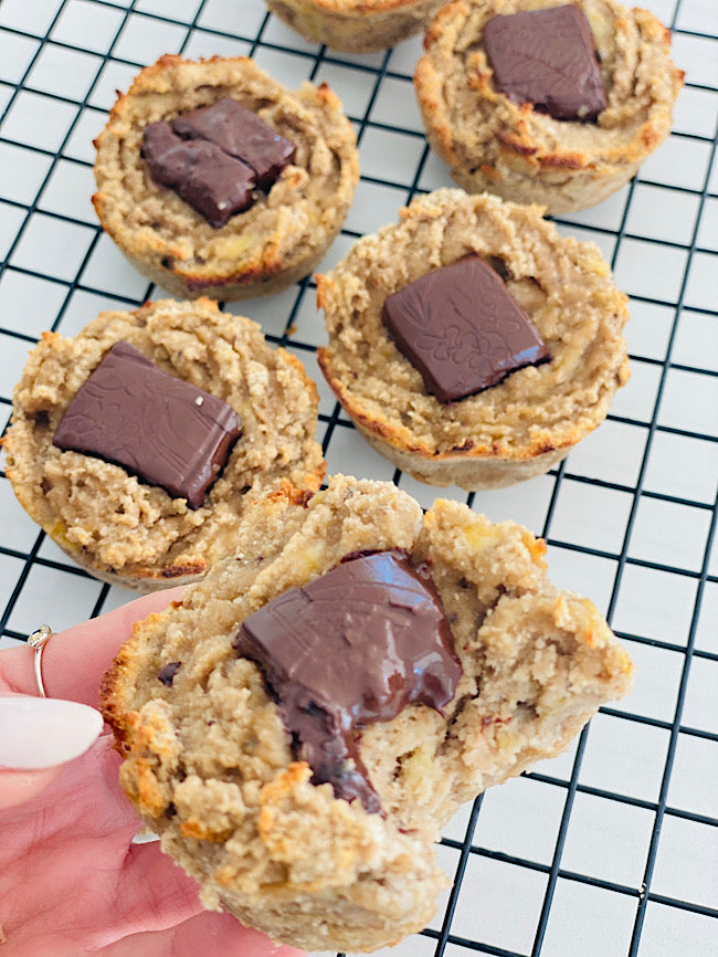 Chocolate tahini banana muffins