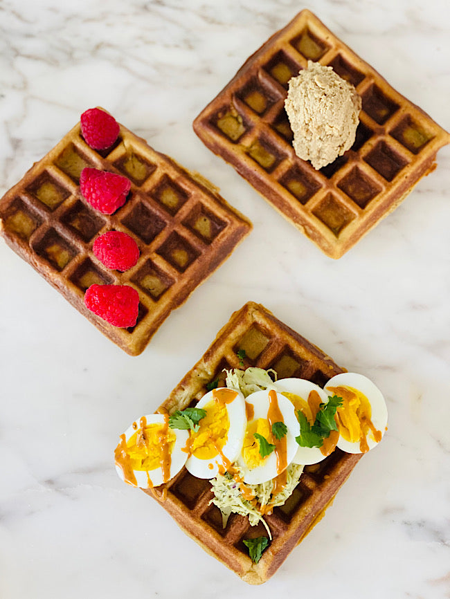 Low carb , gf tahini waffles