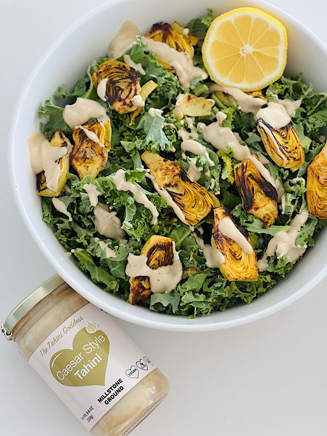 Artichokes kale Caesar salad