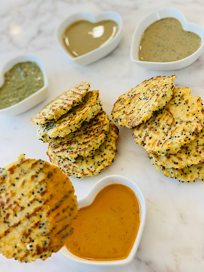 Tahini palmini latkes, low carb & gluten free