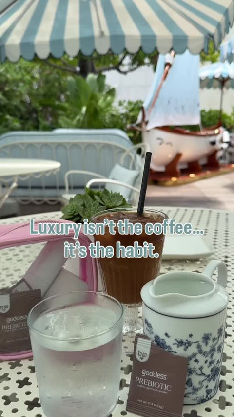Coffee from Dior, prebiotic from my bag.